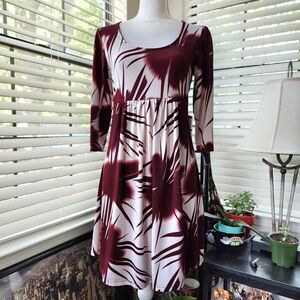 R&B Collection Burgundy and White Dress